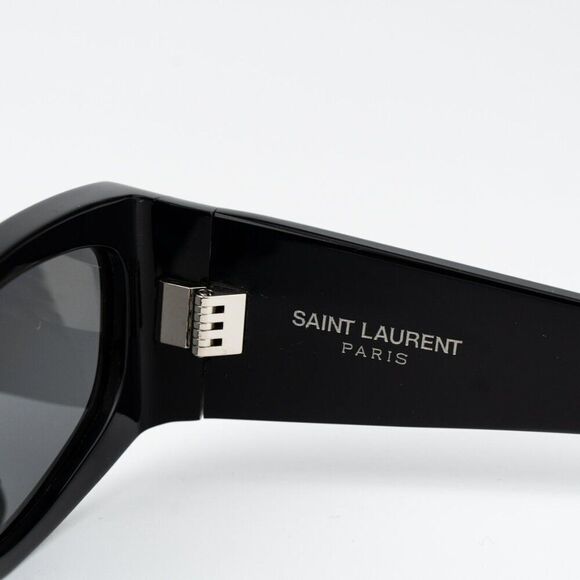 NEW Saint Laurent SLM140/F 002 Black Grey Mirror Rectangle Unisex Sunglasses - Picture 9 of 12